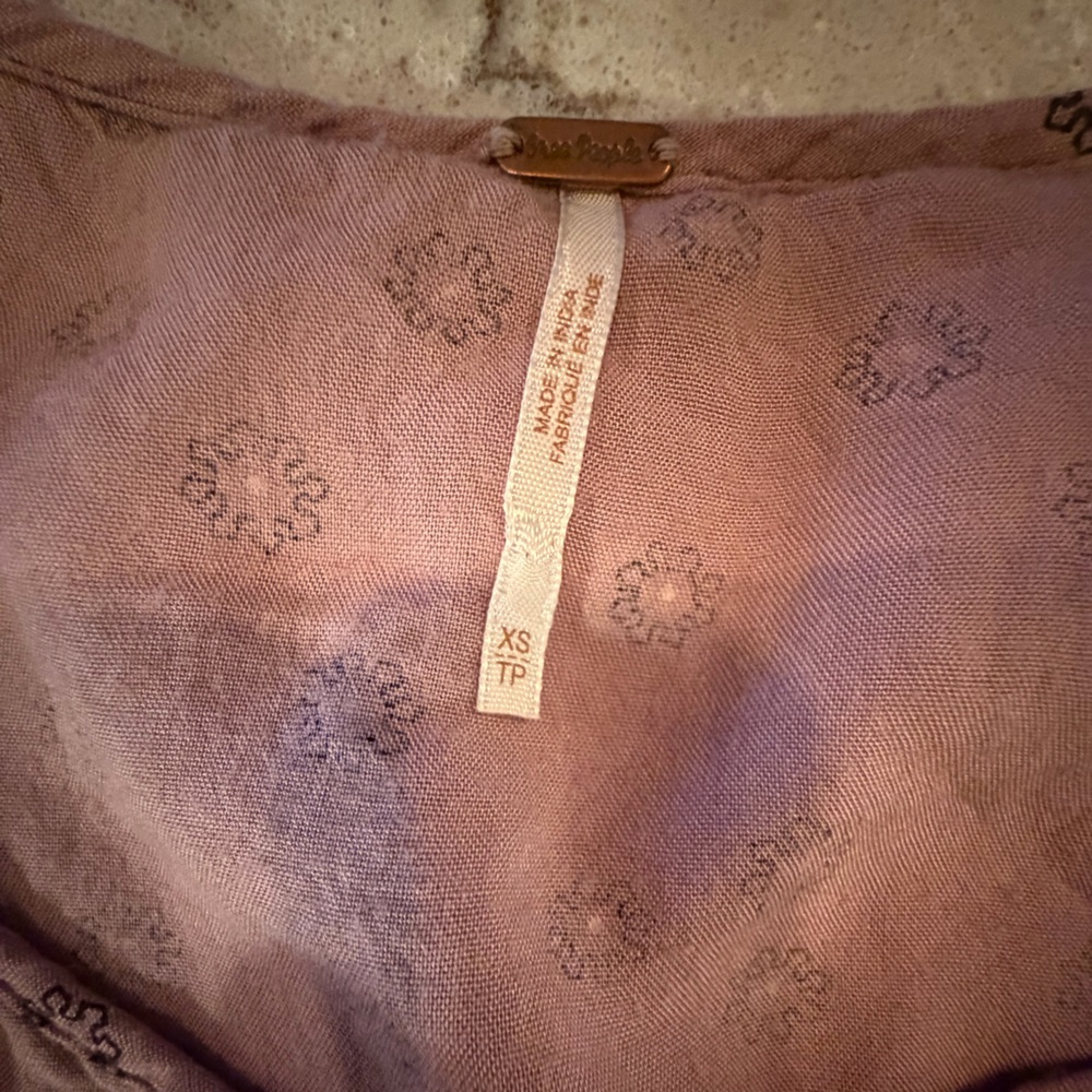 Free People Mini Tunic/Dress Elegant Mauve Floral Dress - Picture 4 of 4